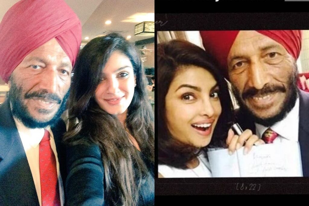 Milkha Singh With Priyanka Chopra and Raveena Tandon