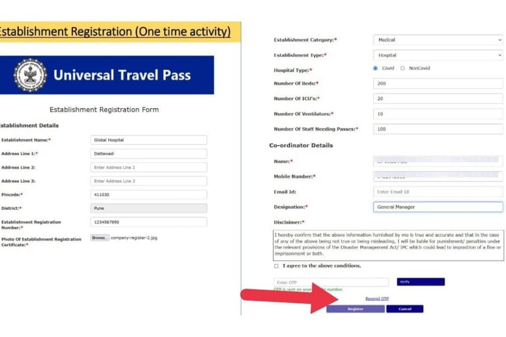 Step By Step Guide To DOWNLOAD Mumbai Local Train Universal Travel e-pass, Go to the link: epassmsdma.mahait.org and Enter OTP and other required details.