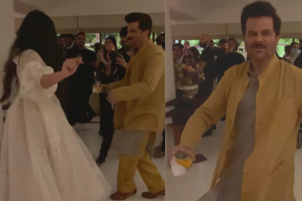 Anil Kapoor Grooves To Sonam Kapoor Song Abhi Toh Party Shuru Hui Hai With Daughter Rhea Kapoor At Her Wedding Bash