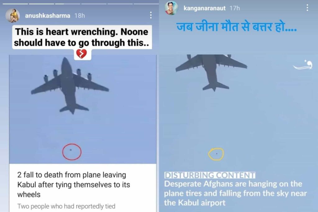 Anushka Sharma and Kangana Ranaut express shock after video of people falling off Kabul flight goes viral