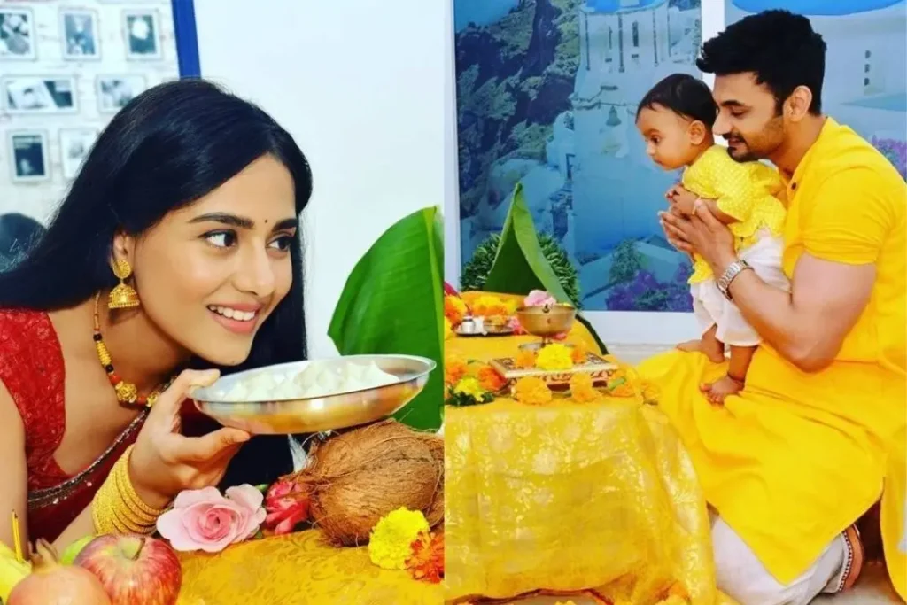 Amrita Rao with her son Veer and husband RJ Anmol celebrates Ganesh Chaturthi at home