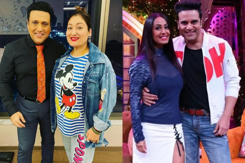 Govinda with wife Sunita Ahuja and Krushna Abhishek Wife Kashmera Shah