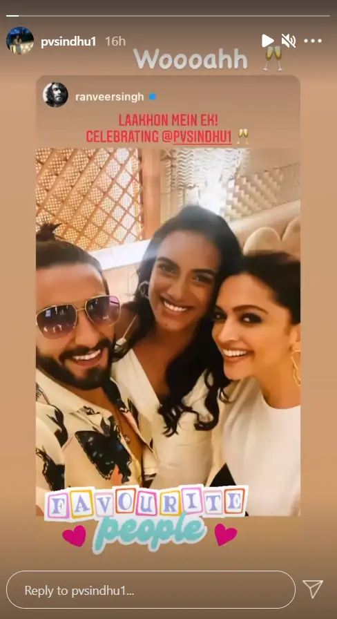 Deepika Padukone And Ranveer Singh selfie with PV Sindhu