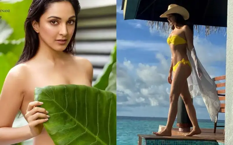 Kiara Advani hot and sexy photoshoot with leaf