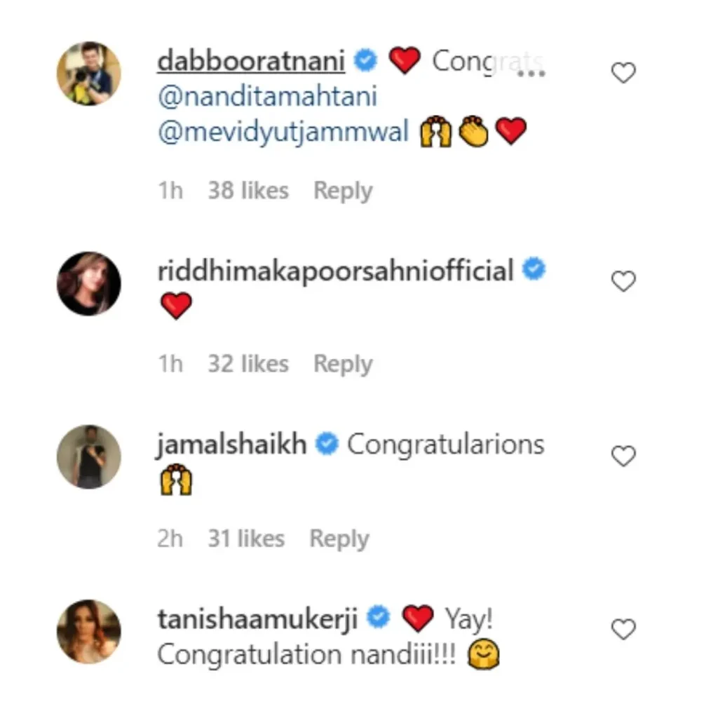 Riddhima Kapoor Sahani congratulates Vidyut Jammwal on his engagement with Nandita Mahtani