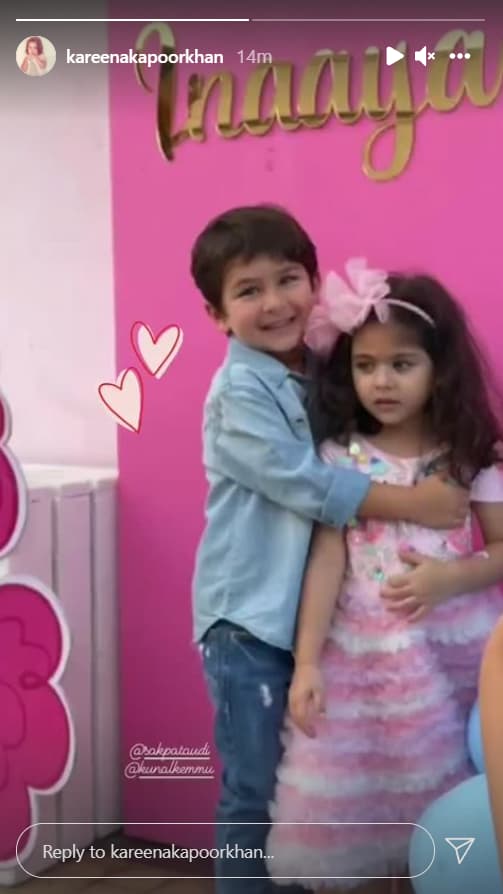 Taimur Ali Khan hugs Inaaya Naumi Kemmu on her Birthday 