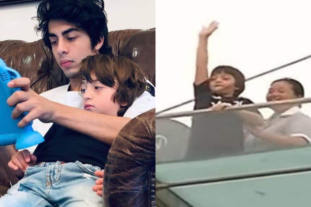 AbRam Khan Waves At Fans Outside Mannat After Brother Aryan Khan Gets Bail, See Photos