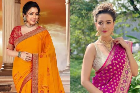 Anupamaa Actresses Rupali Ganguly and Madalsa Sharma in saree