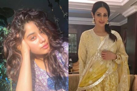 Janhvi Kapoor slefie and Sridevi in indian attire