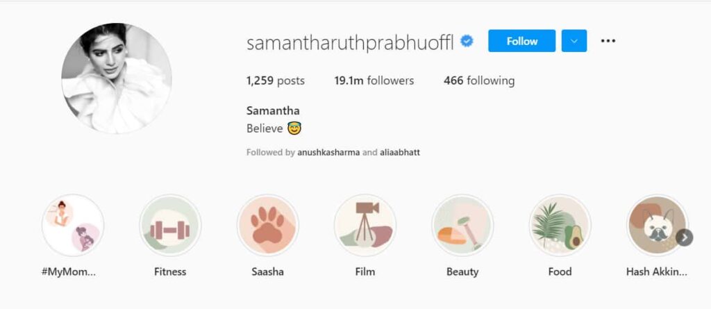 Samantha Ruth Prabhu's New Instagram Name