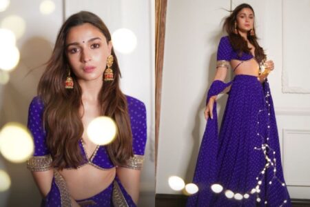 Alia Bhatt Looks Breathtaking In Blue Bandhani Lehenga, See Her Diwali Photos