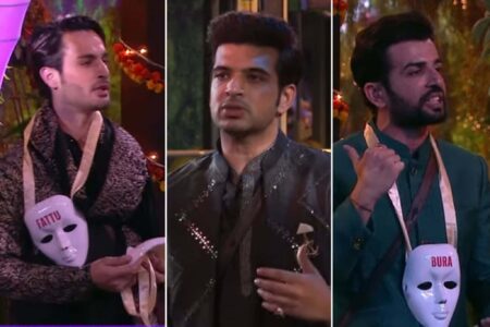 Karan Kundrra, Umar Riaz and Jay Bhanushali During Bigg Boss 15 Weekend Ka Vaar Episode Task