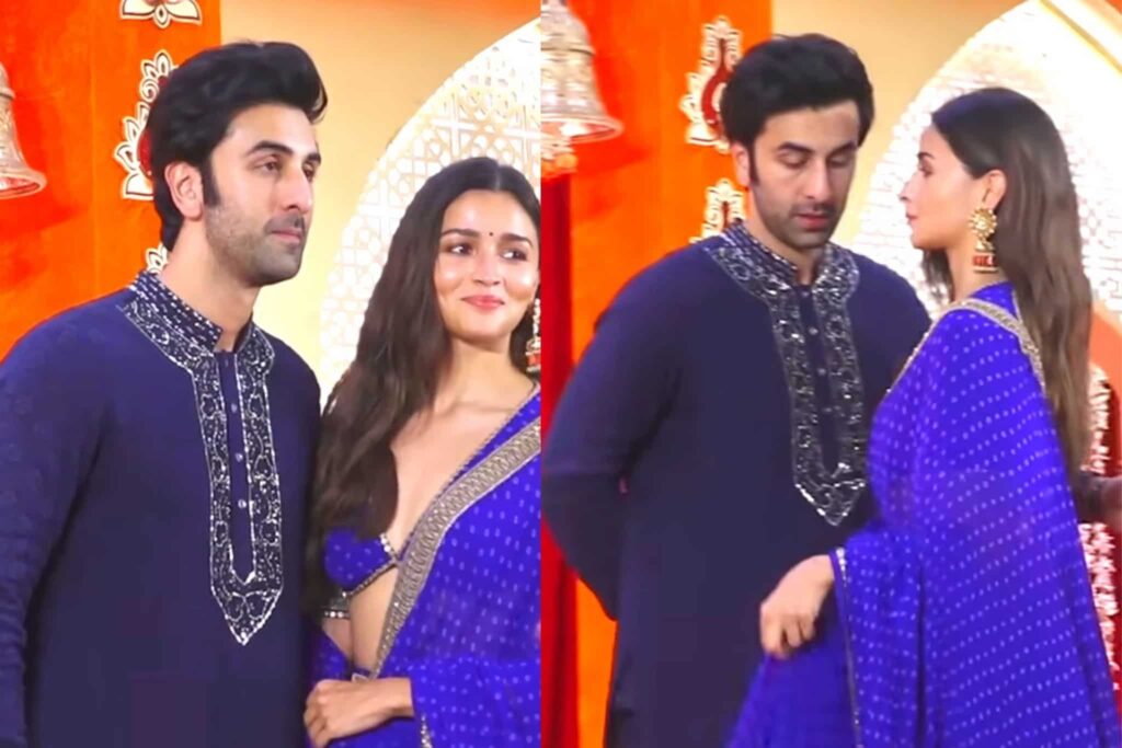 Ranbir Kapoor Kicks Alia Bhatt’s Lehenga at diwali function