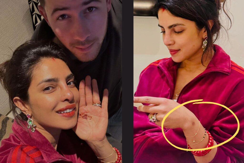 Priyanka Chopra는 현대 Mangalsutra를 착용합니다. Karwa Chauth 사진 보기